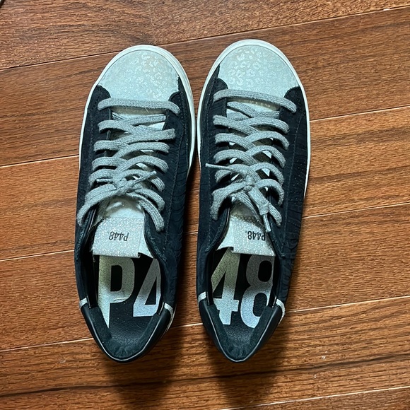 P448 Shoes - Black and Silver Leopard P448 sneakers women’s size 37 / 7 US